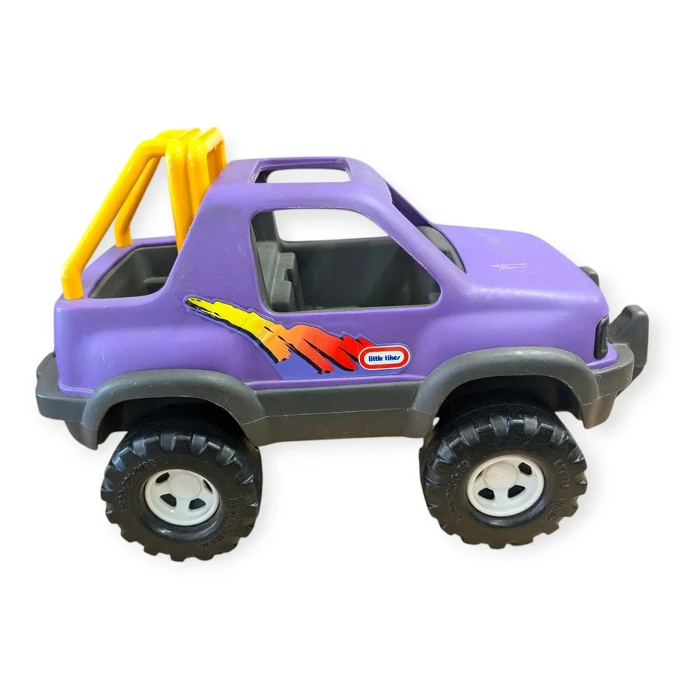 Vintage Little Tikes Purple Monster Truck Off-Road Toy Vehicle Yellow Roll Bar